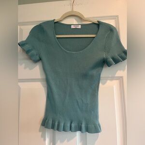 Ribbed Teal Crop Top